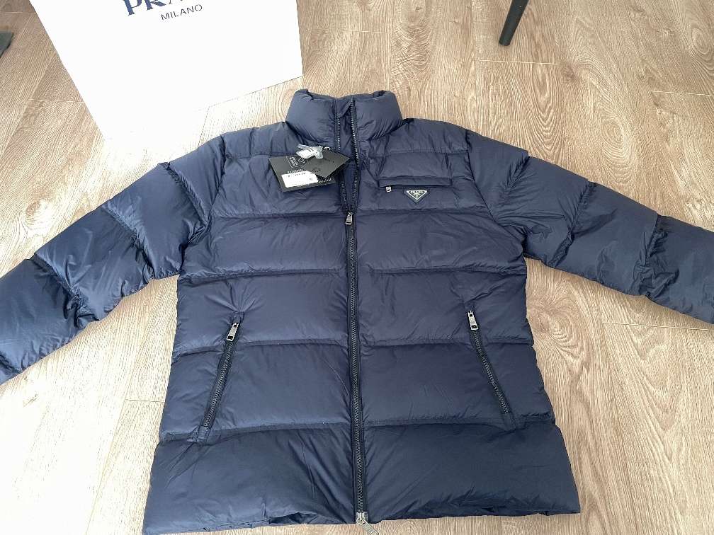 Jaqueta Prada Zip-Up Puffer Azul Marinho