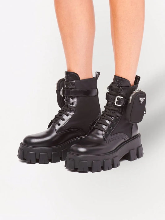 Prada Bota Monolith de couro Black