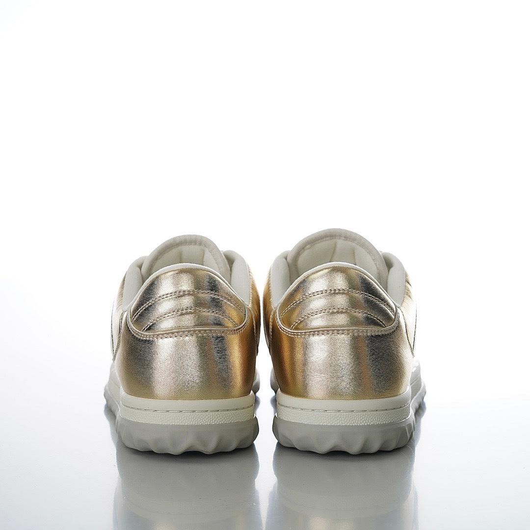 Gucci MAC80 Leather Metallic Gold Low Top