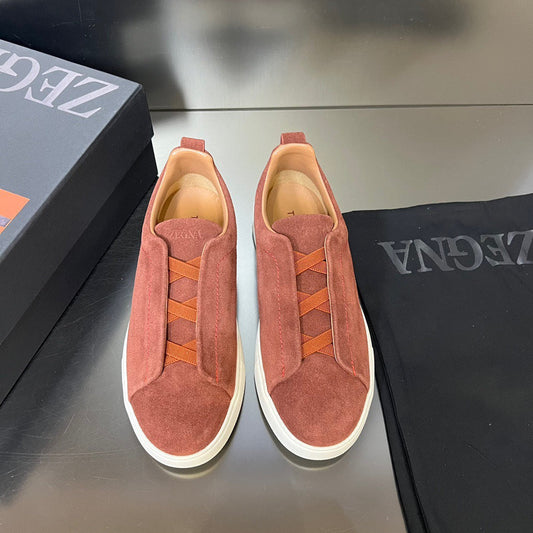 ZEGNA Suede Triple Stitch Sneakers
