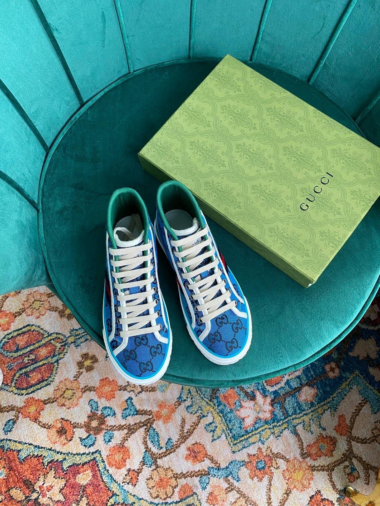 Gucci Tennis 1977 GG Multicolor high-top Blue