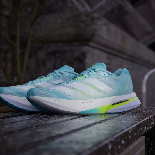 Tênis Adidas Adizero Boston 13 Semi Flash Aqua / Zero Metalic / Lucid Lemon