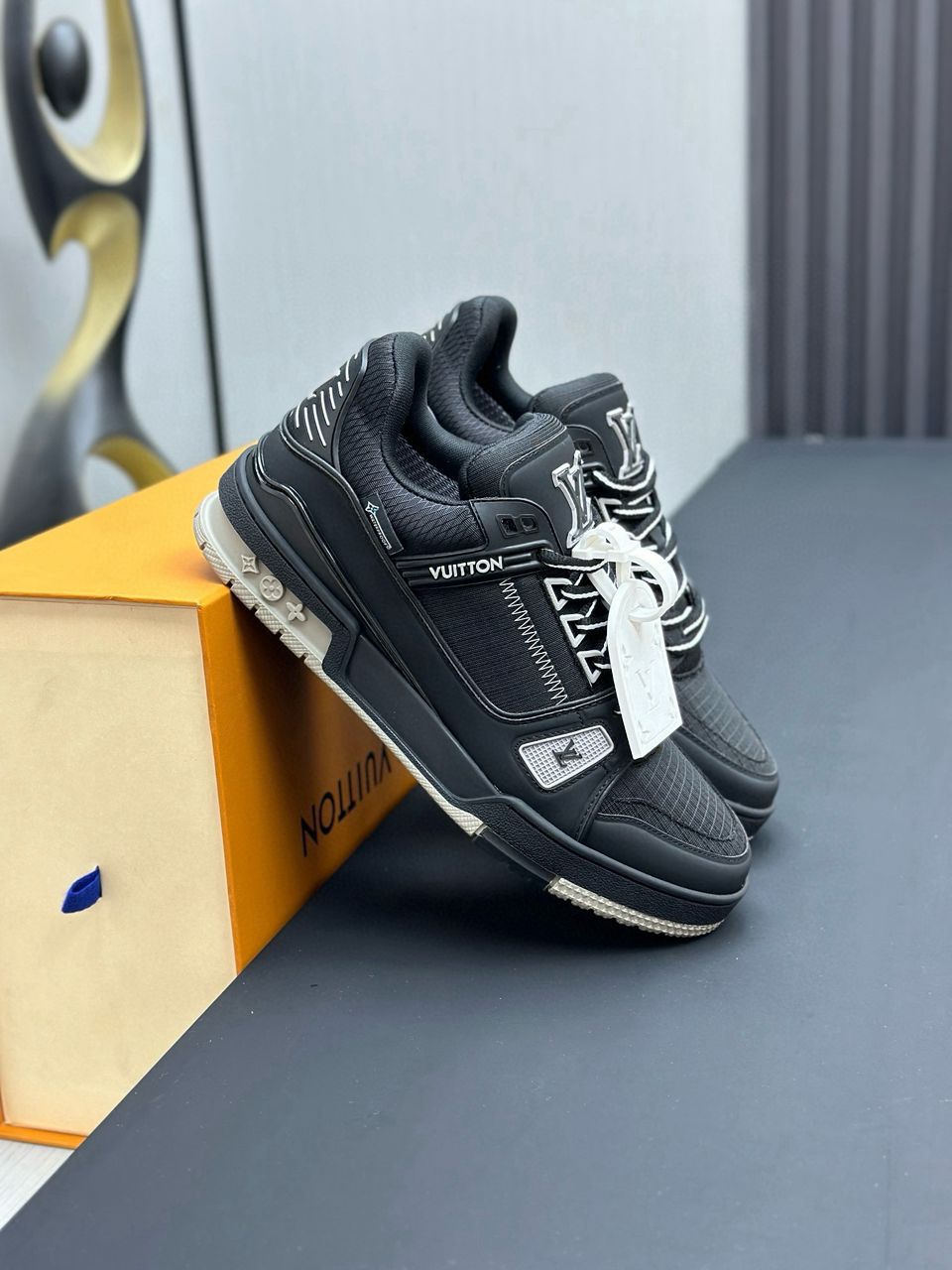 Tenis Louis Vuitton Trainer Low Black Grey