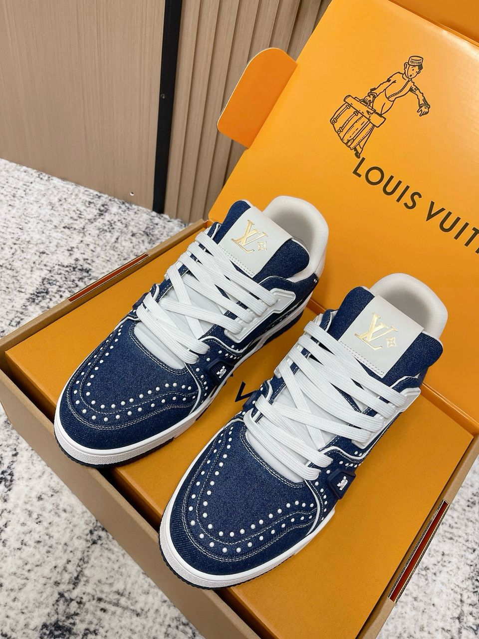 Louis Vuitton LV Trainer Blue Crystals