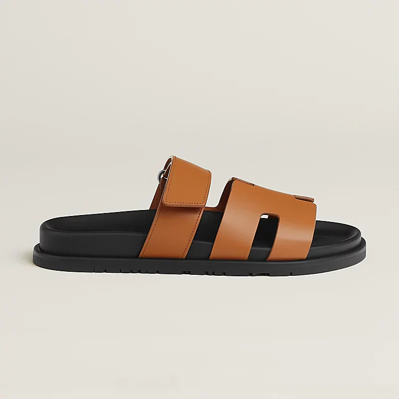 Hermes Chypre Sandal Noir Black Orange