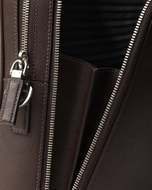 Messenger Prada Em Couro Saffiano Café