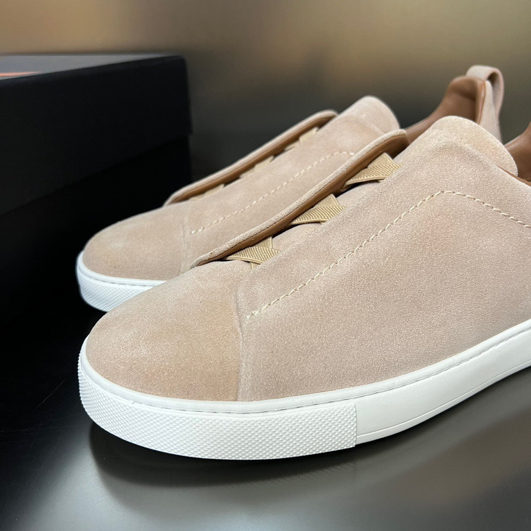 ZEGNA Suede Triple Stitch Sneakers