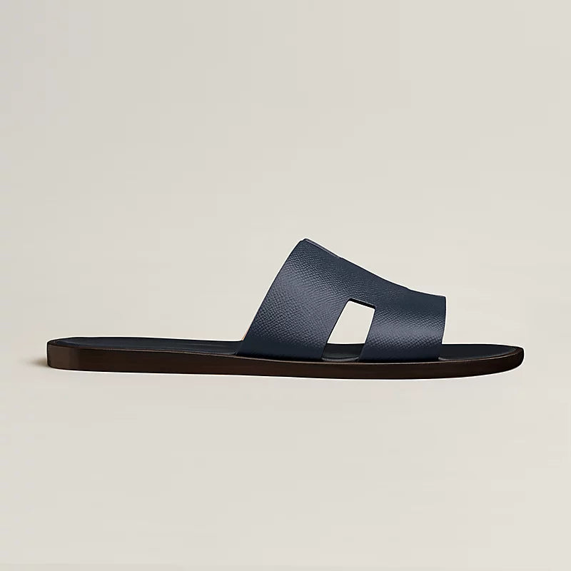 Hermes Izmir Sandal Blue Marine Smooth Calfskin Leather