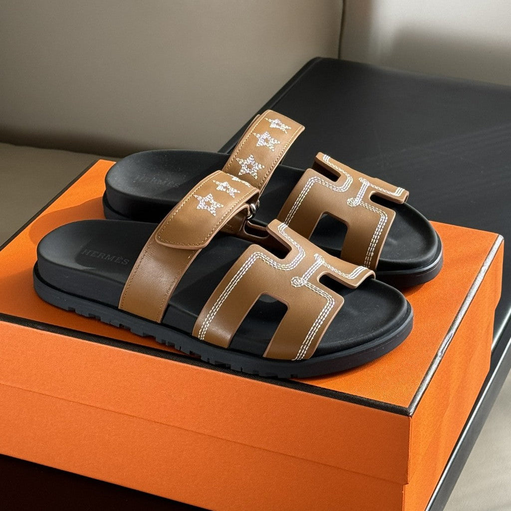 Sandália Chypre Hermes Bordado