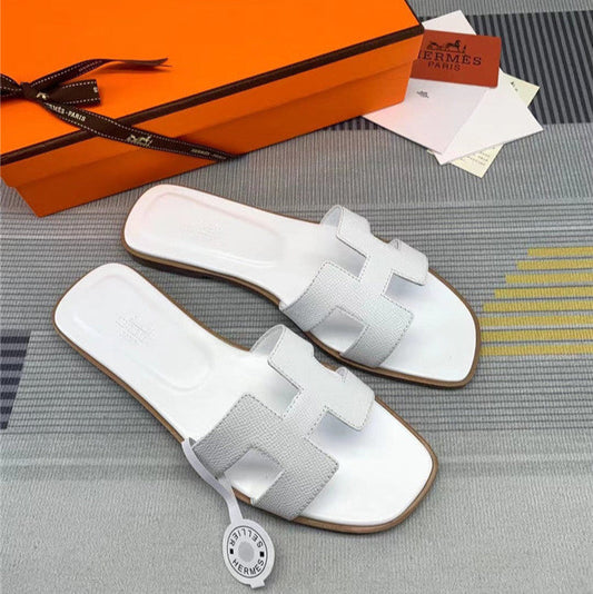 Hermes Oran Sandal White Calfskin Leather
