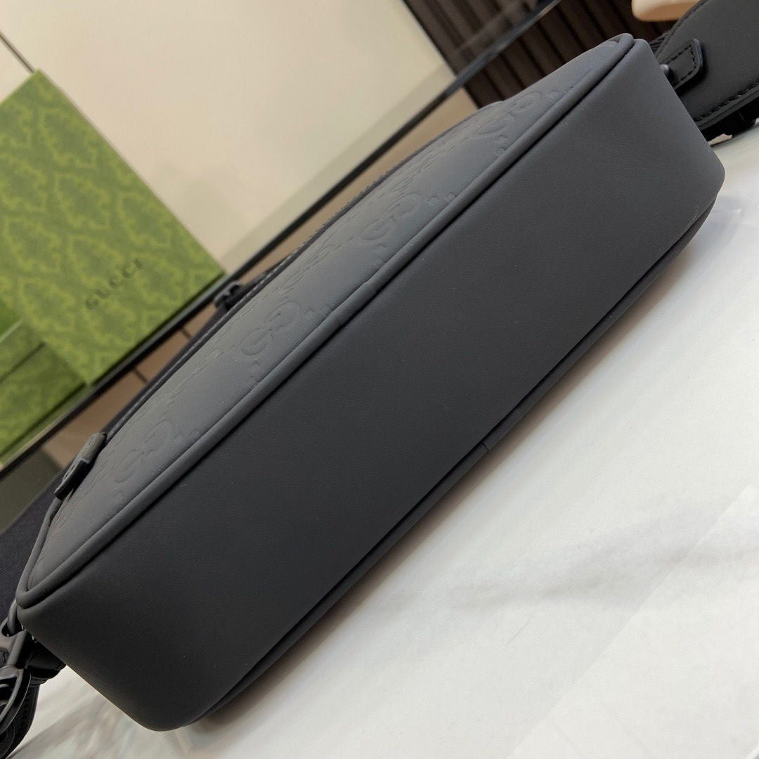 Bag Gucci GG Rubber Effect Crossbody Bag Black