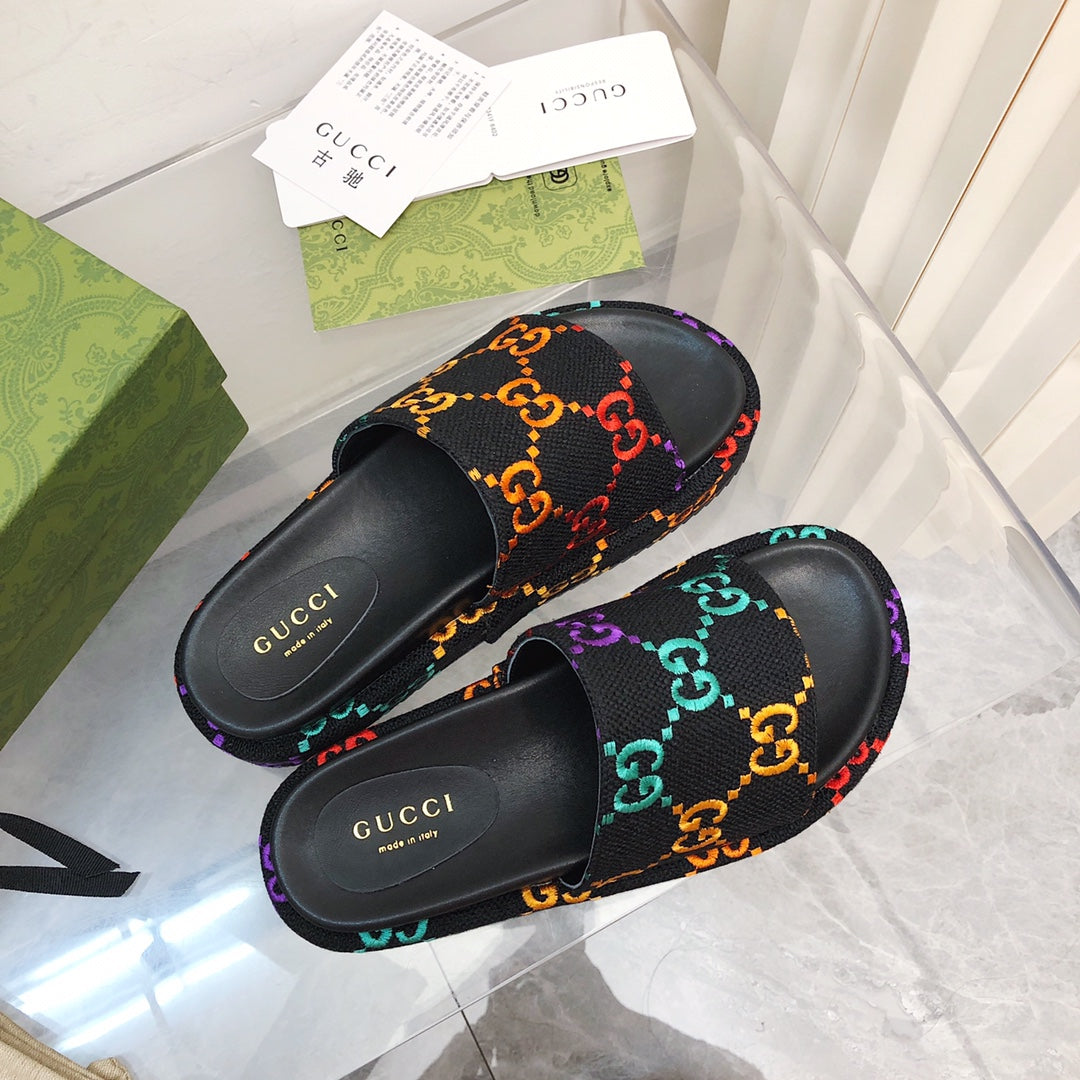Chinelo Gucci Slipper Preto Multicolor