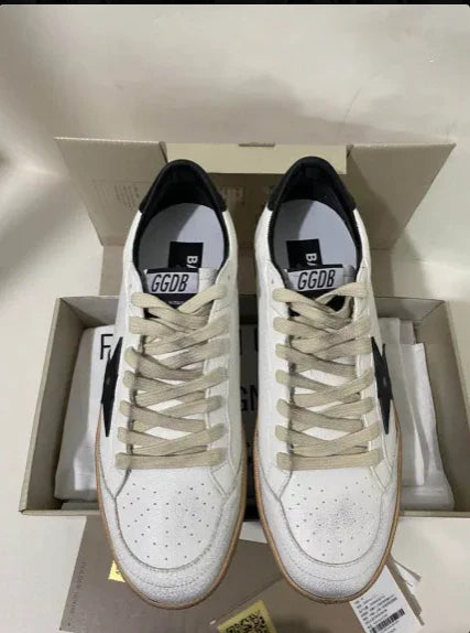 Golden Goose Ball-Star Low White Nappa Black Star