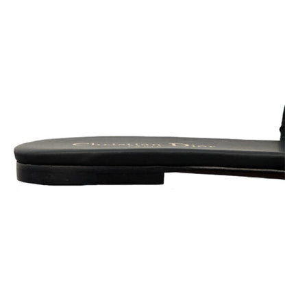 Chinelo Christian Dior Dway em algodão bordado preto