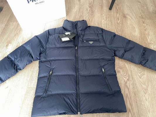 Jaqueta Prada Zip-Up Puffer Azul Marinho