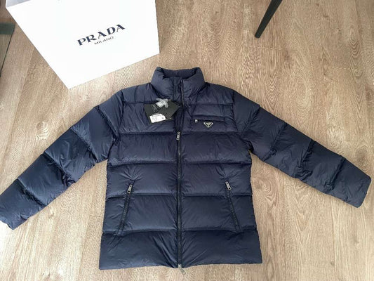 Jaqueta Prada Zip-Up Puffer Azul Marinho