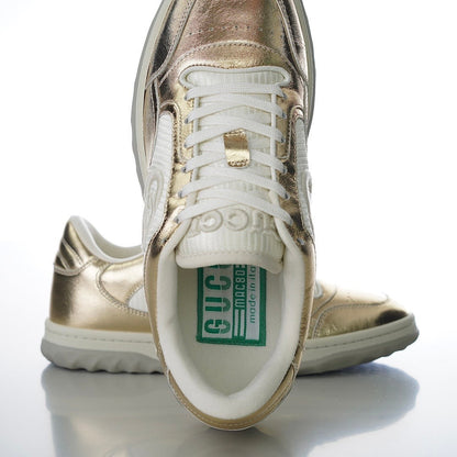 Gucci MAC80 Leather Metallic Gold Low Top