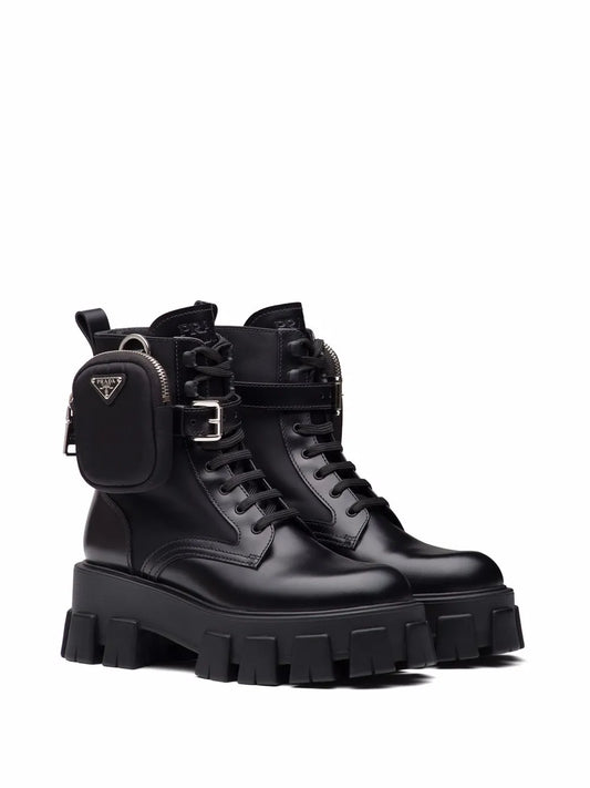 Prada Bota Monolith de couro Black (Pronta Entrega) Tamanho 40