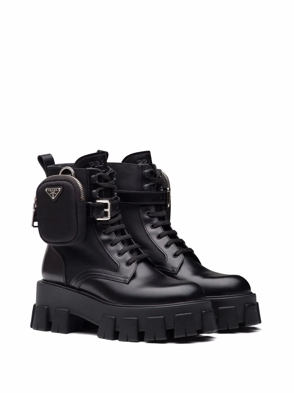 Prada Bota Monolith de couro Black