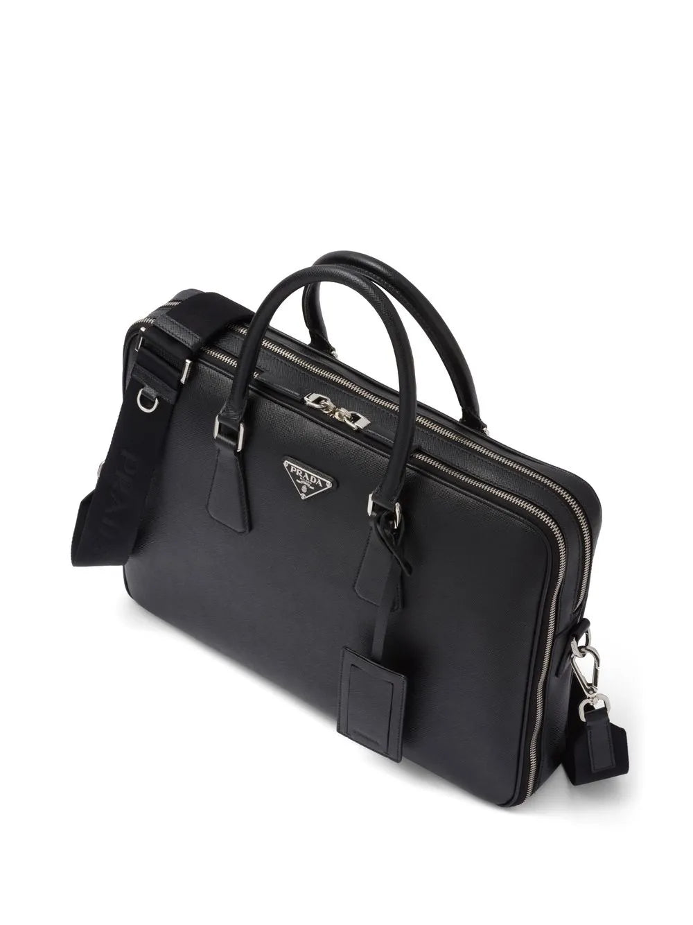 Prada Saffiano Leather Briefcase Black