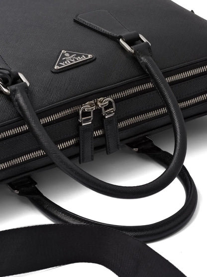 Prada Saffiano Leather Briefcase Black