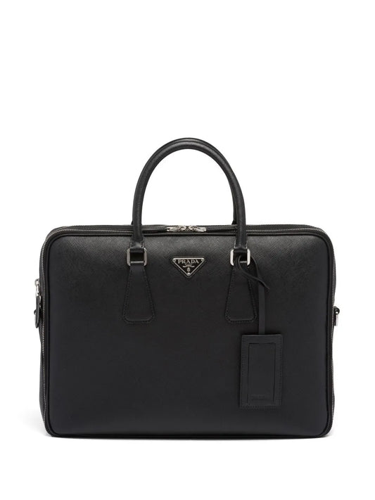 Prada Saffiano Leather Briefcase Black