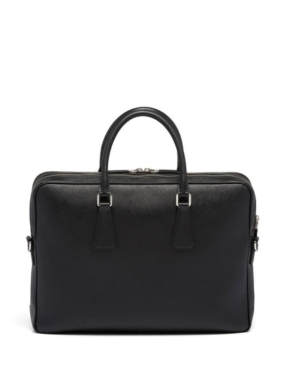 Prada Saffiano Leather Briefcase Black