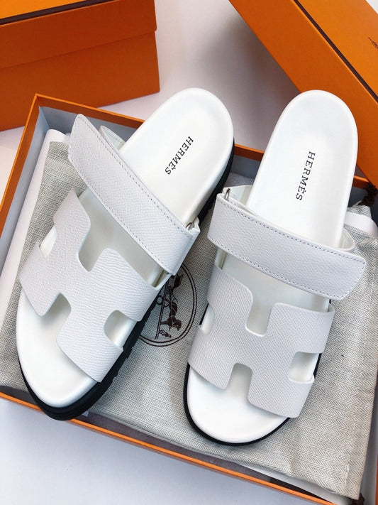 Hermes Chypre Sandal Blanc Epsom Leather