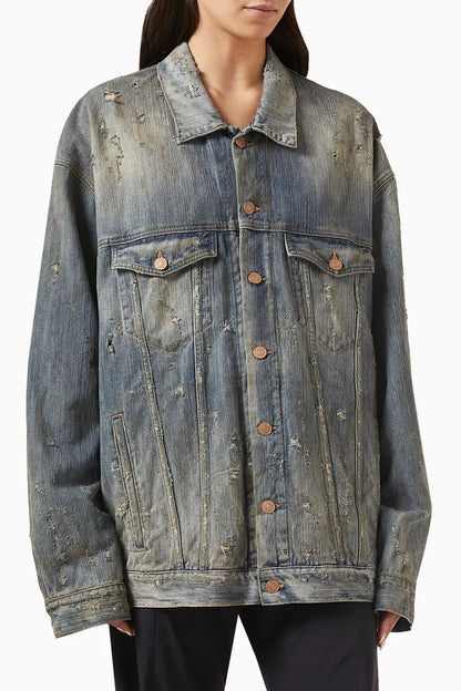 Jaqueta Balenciaga Distressed Jeans