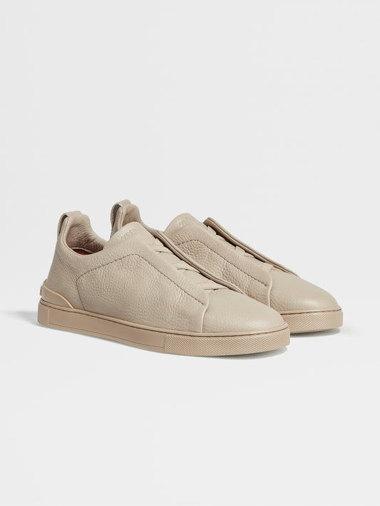 Tênis Zegna Beige Deerskin Triple Stitch Sneakers
