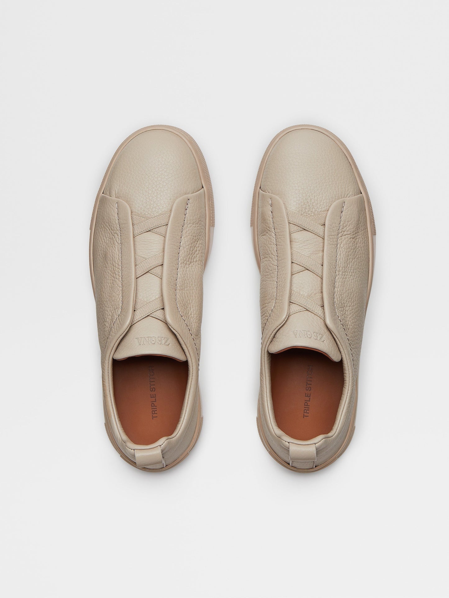 Tênis Zegna Beige Deerskin Triple Stitch Sneakers