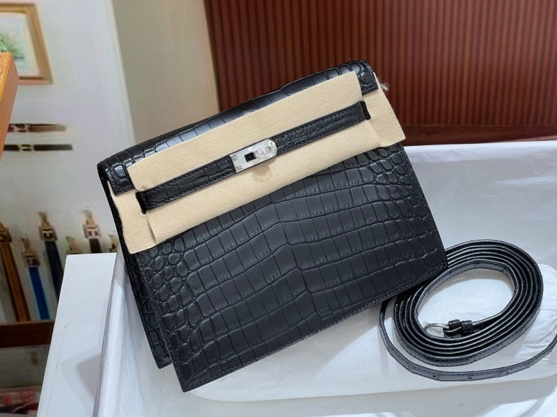 Bolsa Hermes Kelly Pochette 22 Crocodile 88 Graphite