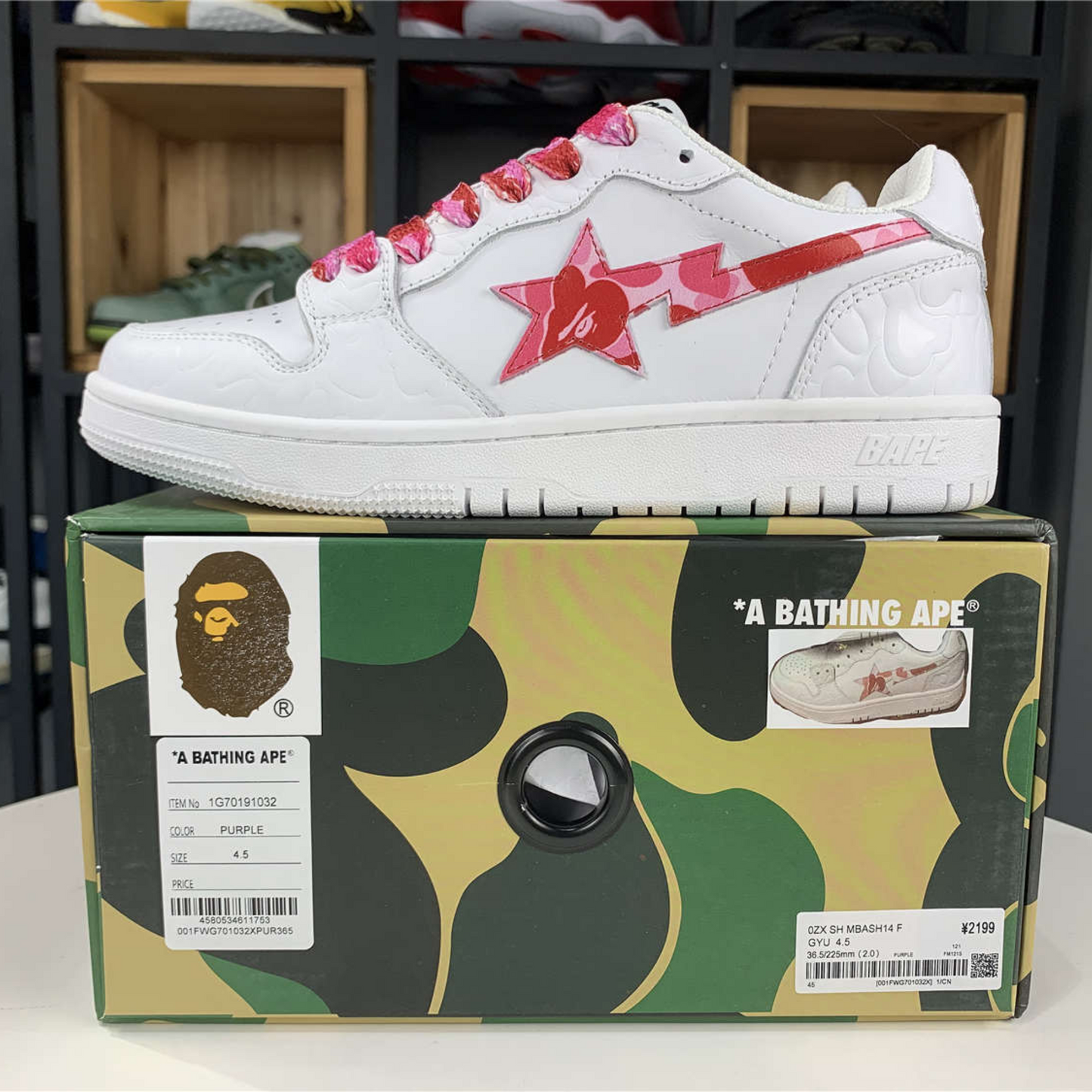 A Bathing Ape Bape Sta Low "White ABC Camo Pink"