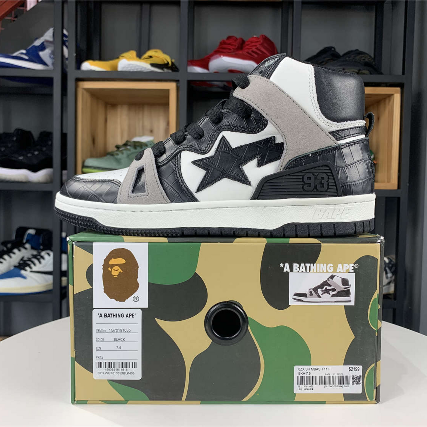 A Bathing Ape Bape Sta "93 Hi Black Light Grey"