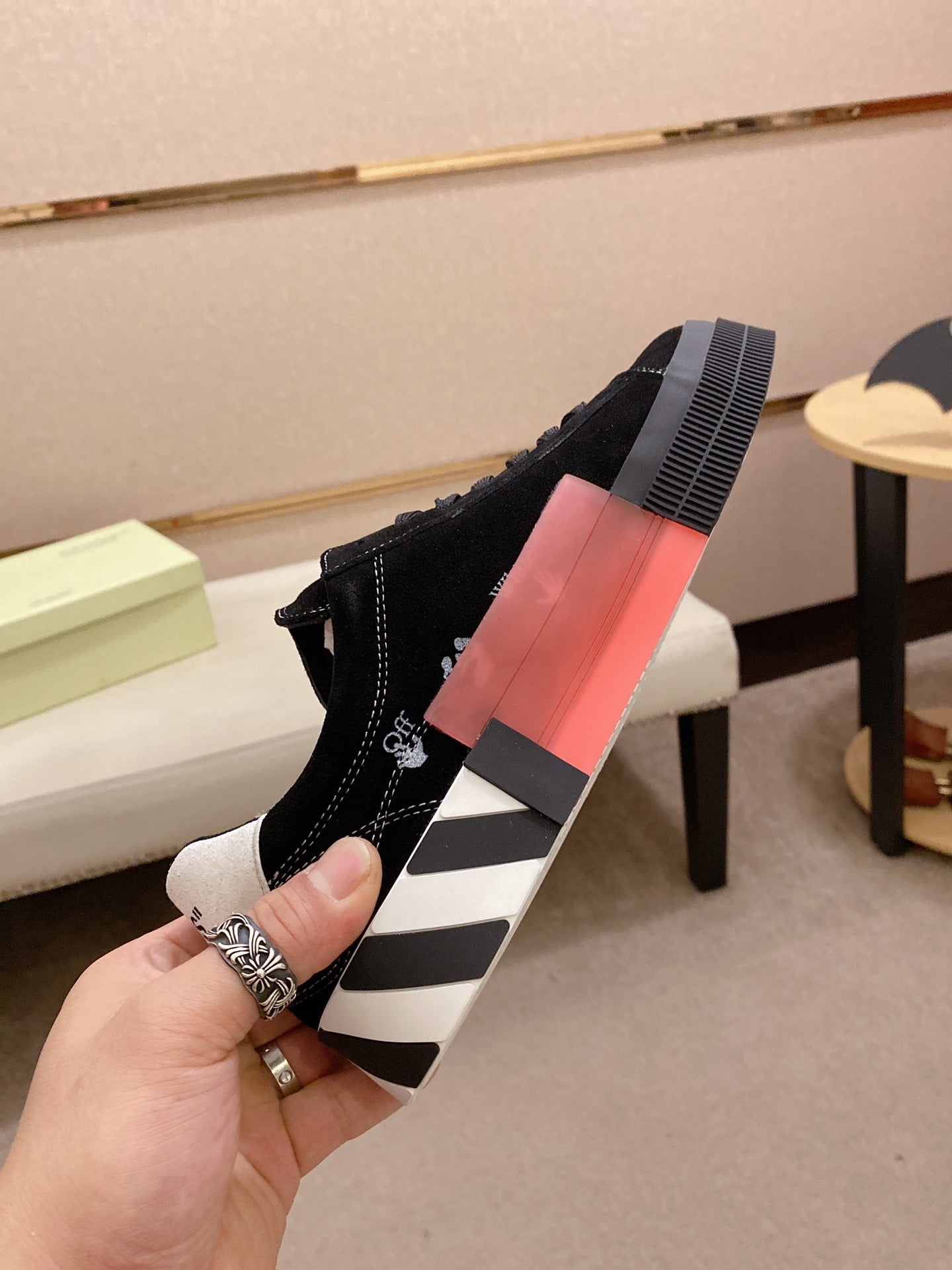 Off-White Vulcanized Black Low Top Sneakers