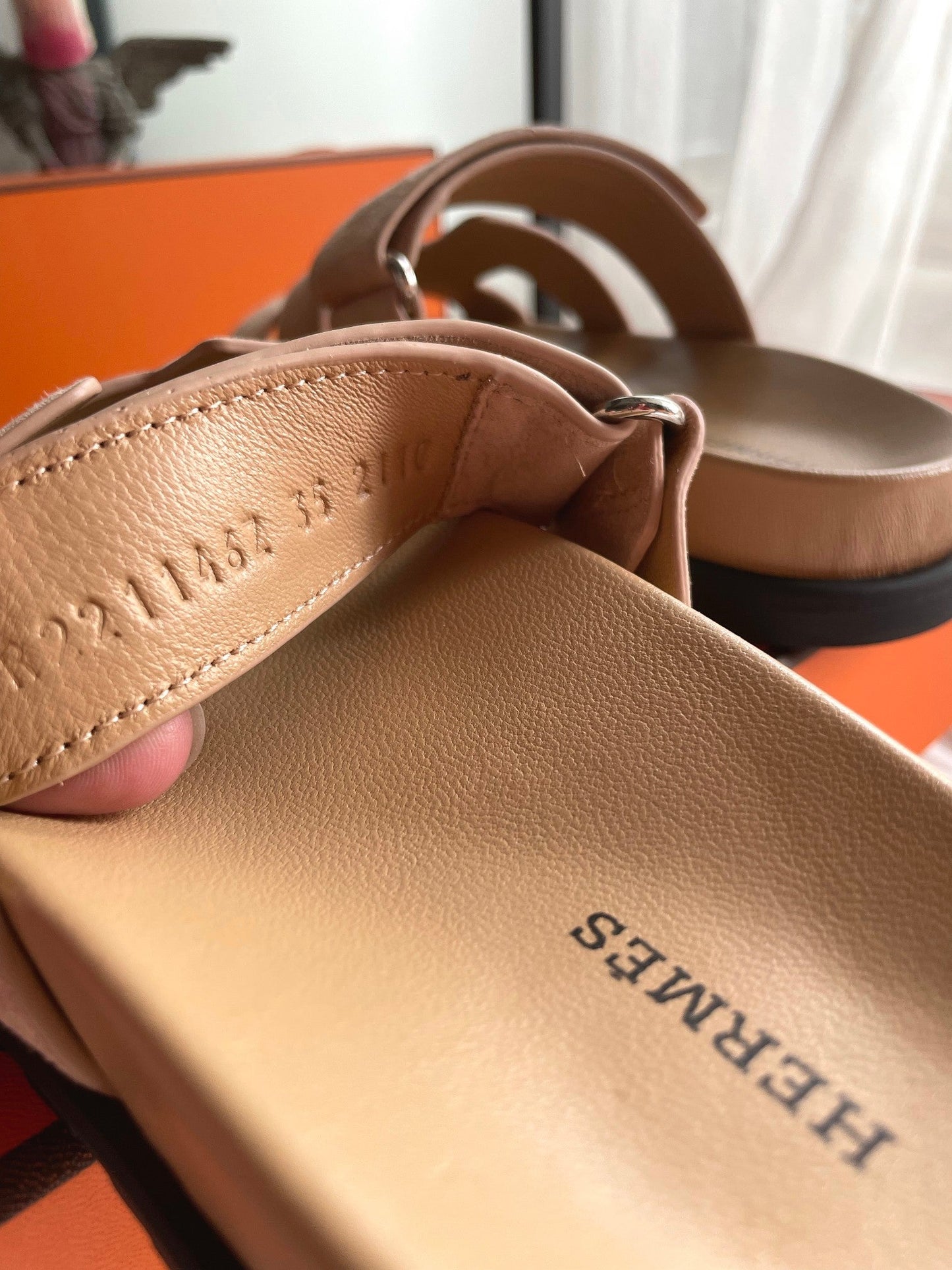 Hermès Women's Chypre Suede Sandal In Beige Argile