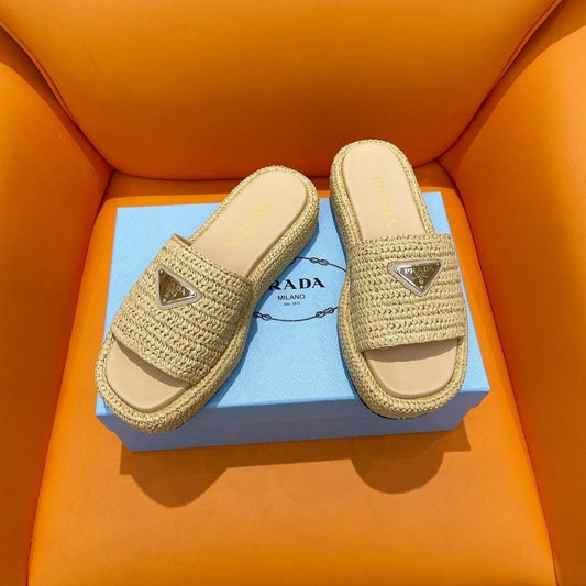 Prada Sandália flatform em crochê