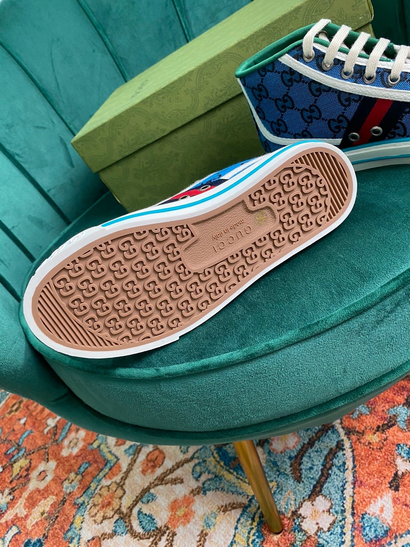 Gucci Tennis 1977 GG Multicolor high-top Blue