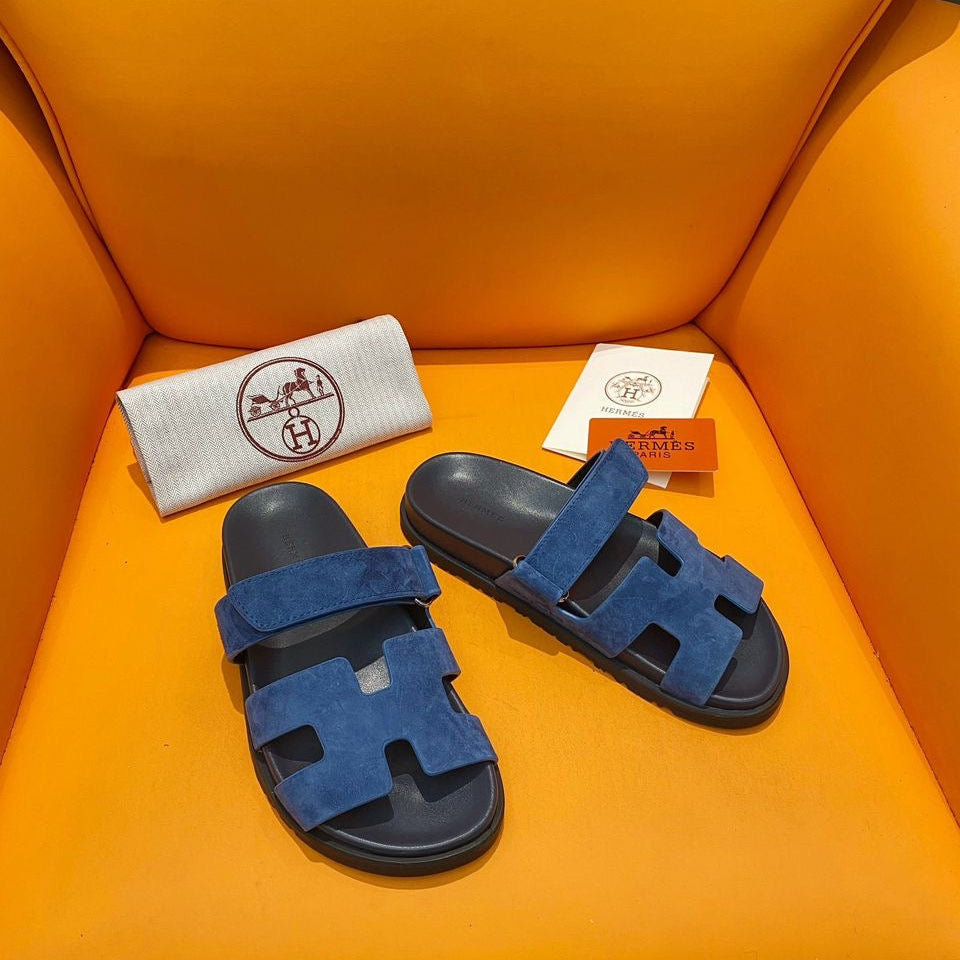 Hermes Chypre Sandal Navy Calfskin Leather
