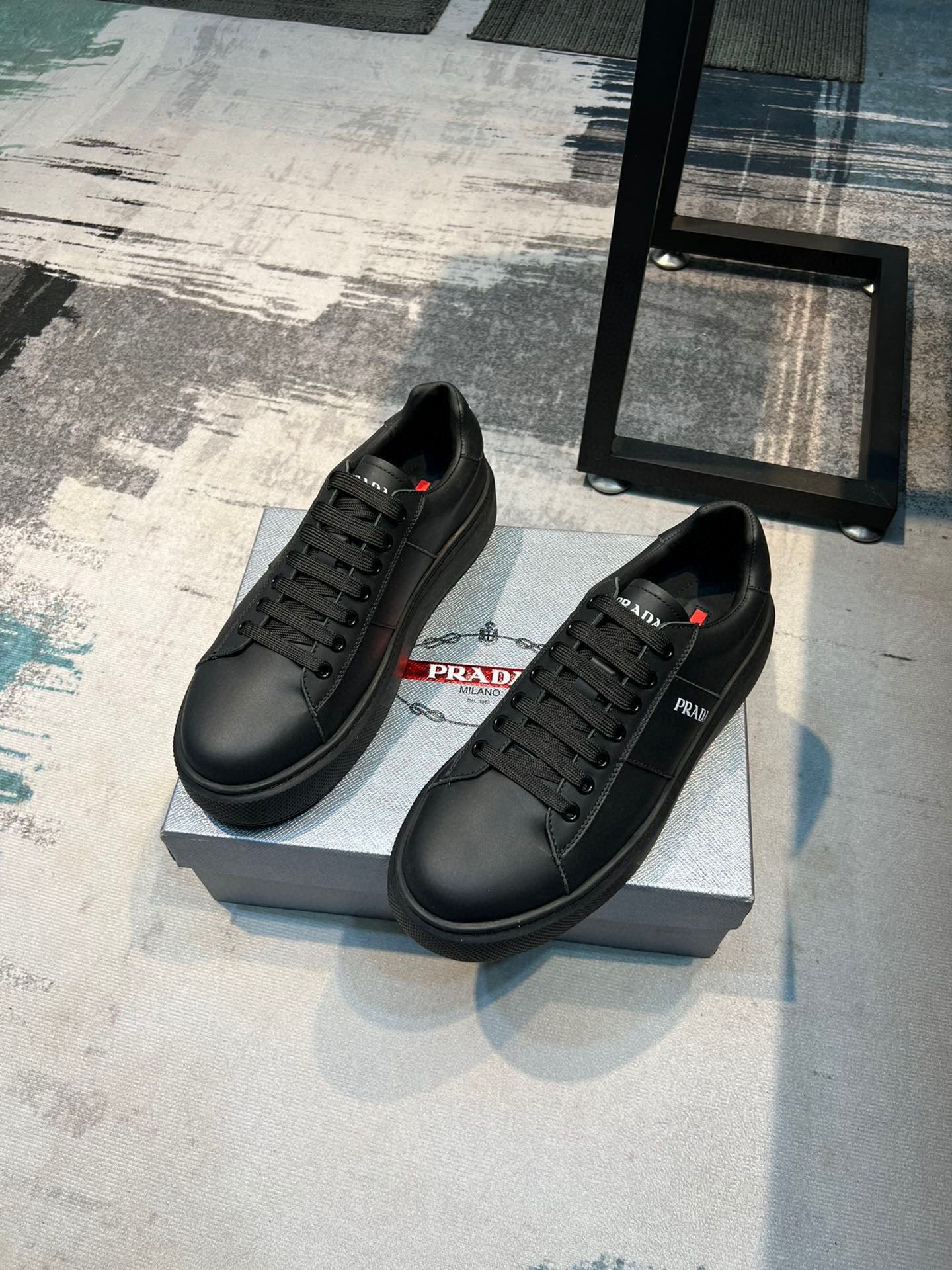 Prada Black Leather Sneaker