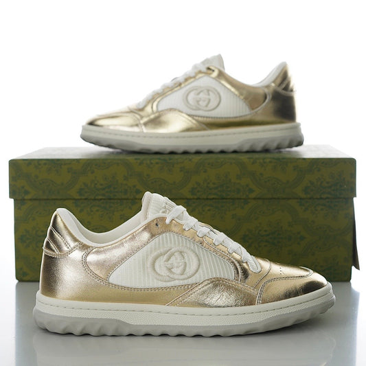 Gucci MAC80 Leather Metallic Gold Low Top