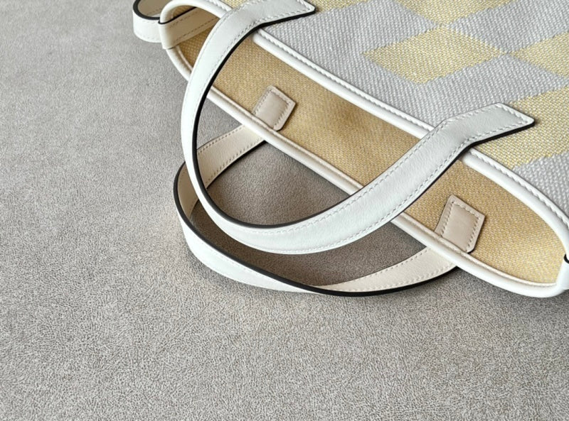 Bolsa Hermès Cabas H Biais 27 White Yellow