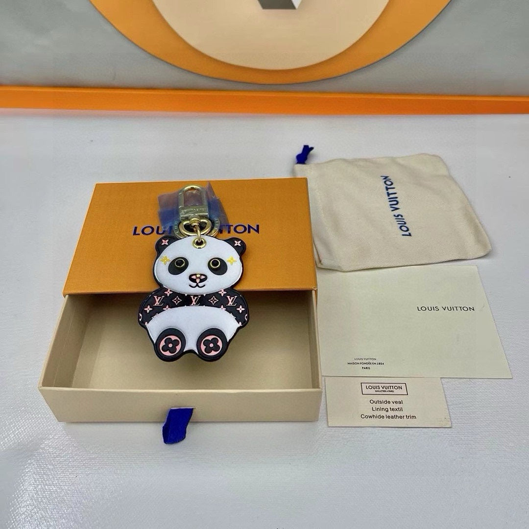 Chaveiro Bag Charm Lv Multicolor Monogram Leather Panda