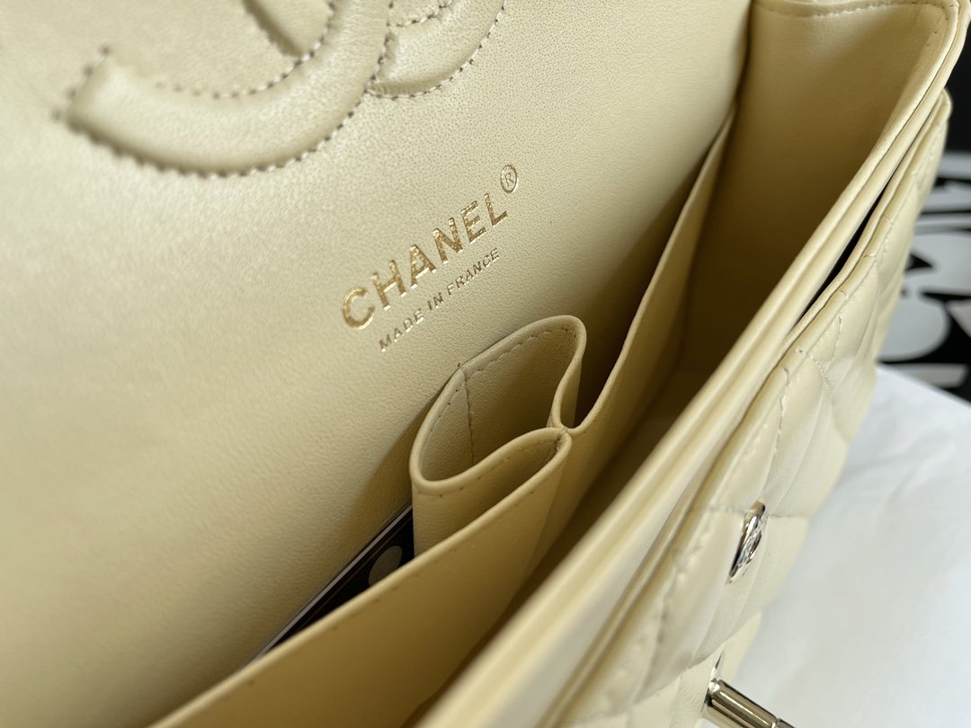 Chanel Classic Double Flap Quilted Medium Beige Clair