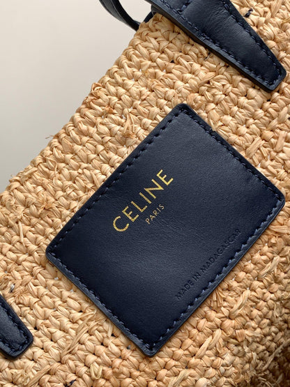 Bolsa CELINE Medium supple panier in raffia and calfskin