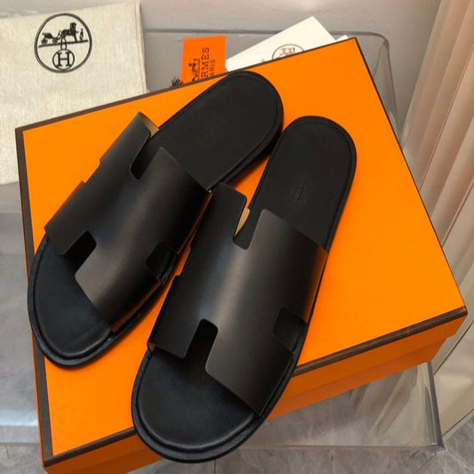 Hermes Izmir Sandal Noir Smooth Calfskin Leather