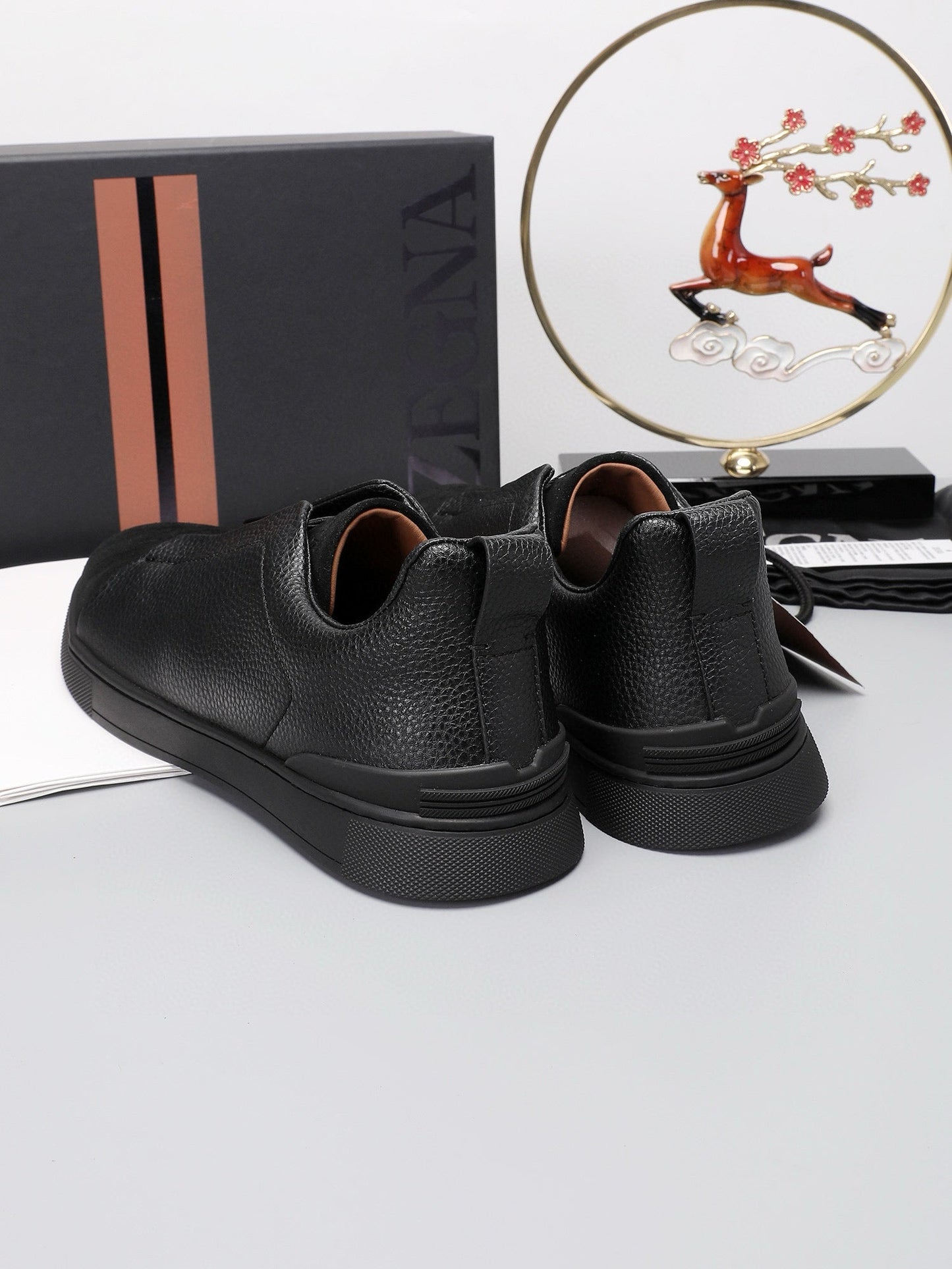 Tênis Zegna Triple Stitch Suede Sneakers All Black