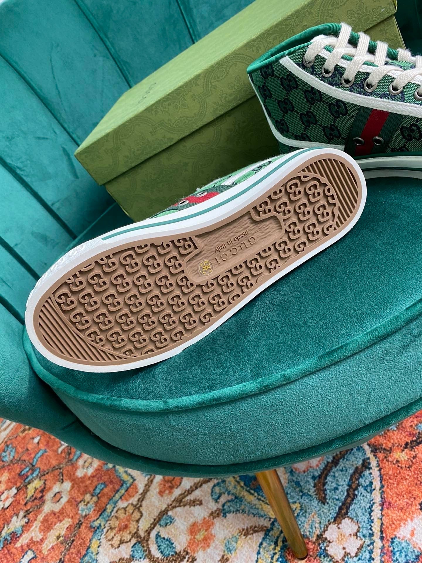 Gucci Tennis 1977 GG Multicolor high-top Green