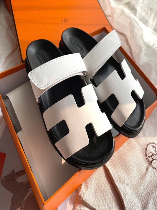 Hermes Chypre Sandal Blanc Epsom Leather