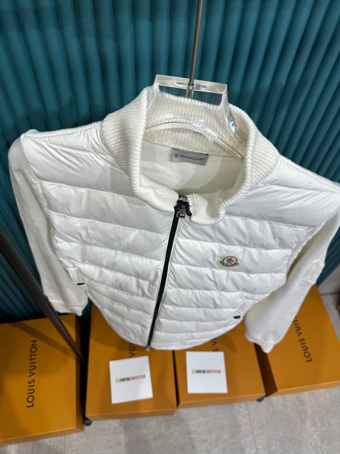 Puffer Cardigan Moncler White